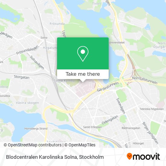 Blodcentralen Karolinska Solna map