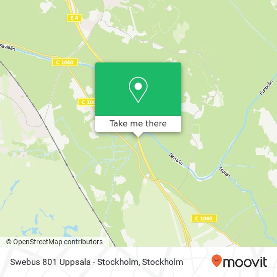 Swebus 801 Uppsala - Stockholm map