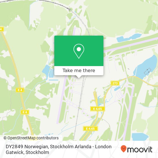 DY2849 Norwegian, Stockholm Arlanda - London Gatwick map