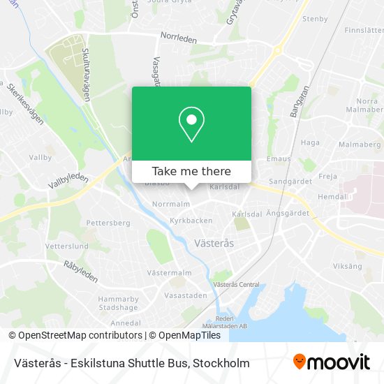 Västerås - Eskilstuna Shuttle Bus map