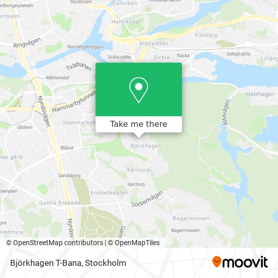 Björkhagen T-Bana map