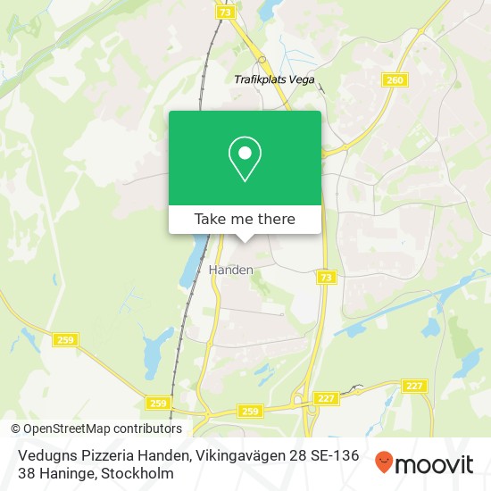 Vedugns Pizzeria Handen, Vikingavägen 28 SE-136 38 Haninge map