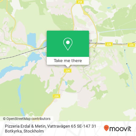 Pizzeria Erdal & Metin, Vattravägen 65 SE-147 31 Botkyrka map