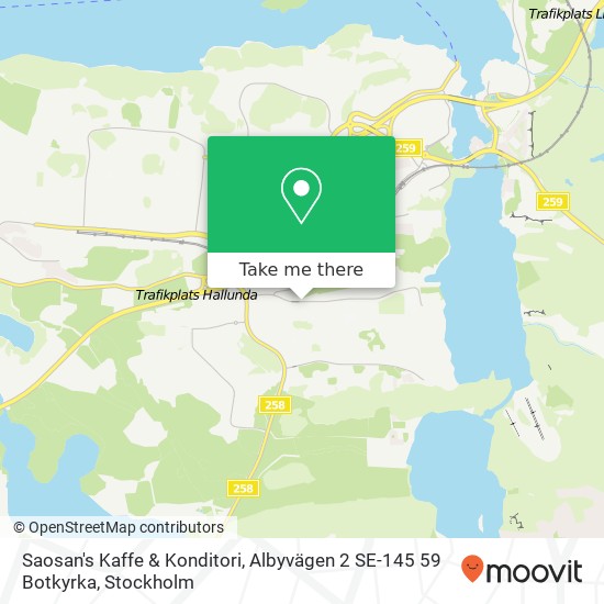 Saosan's Kaffe & Konditori, Albyvägen 2 SE-145 59 Botkyrka map