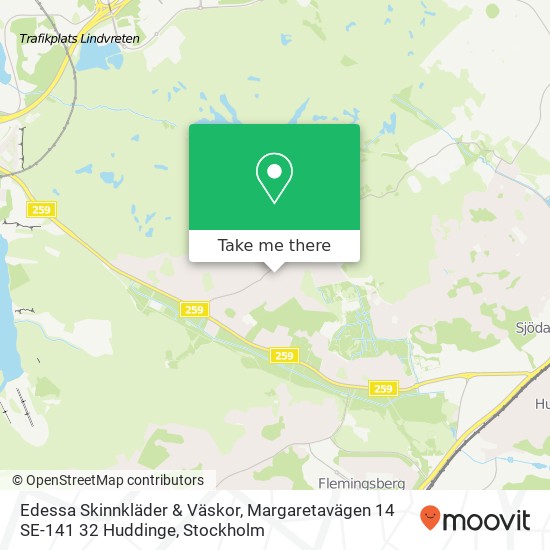 Edessa Skinnkläder & Väskor, Margaretavägen 14 SE-141 32 Huddinge map