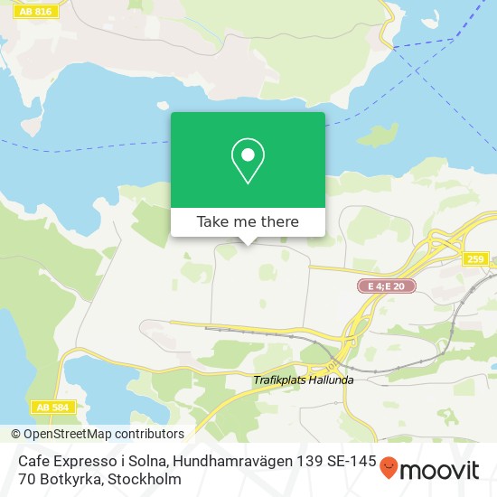 Cafe Expresso i Solna, Hundhamravägen 139 SE-145 70 Botkyrka map