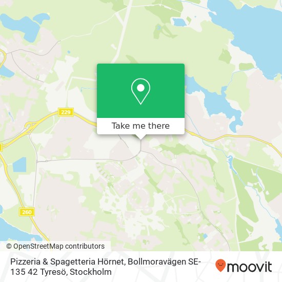 Pizzeria & Spagetteria Hörnet, Bollmoravägen SE-135 42 Tyresö map