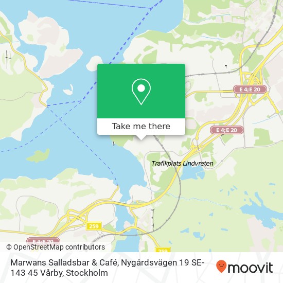 Marwans Salladsbar & Café, Nygårdsvägen 19 SE-143 45 Vårby map