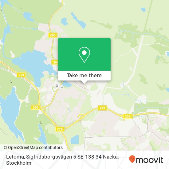 Letoma, Sigfridsborgsvägen 5 SE-138 34 Nacka map