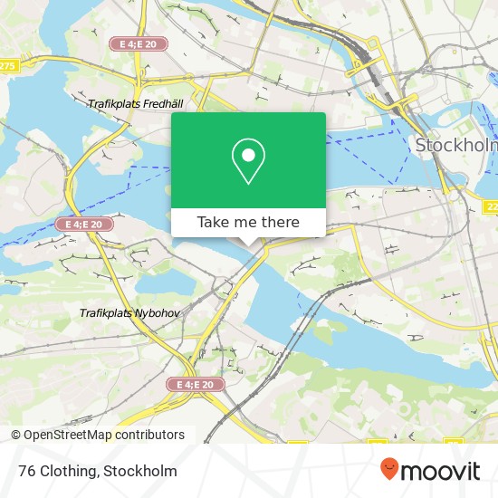 76 Clothing, Hornstulls strand 5 SE-117 38 Stockholm map