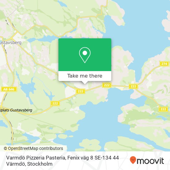 Varmdö Pizzeria Pasteria, Fenix väg 8 SE-134 44 Värmdö map