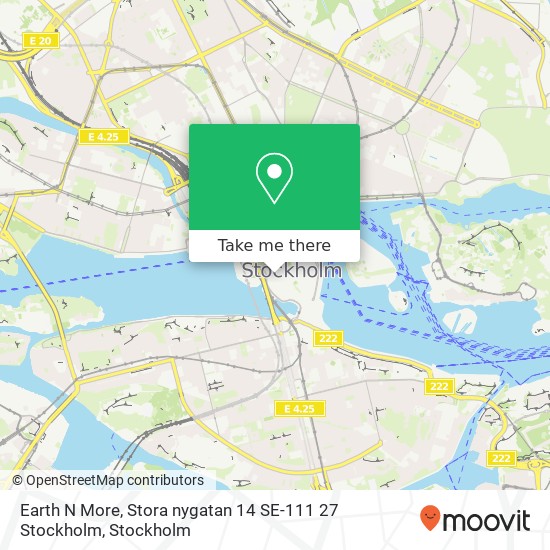 Earth N More, Stora nygatan 14 SE-111 27 Stockholm map