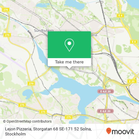 Lejon Pizzeria, Storgatan 68 SE-171 52 Solna map