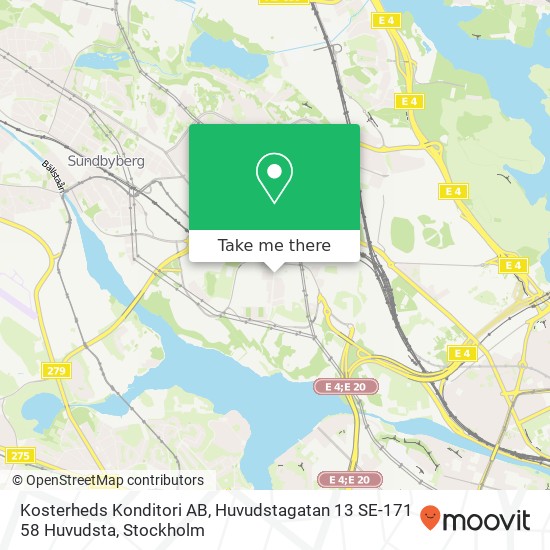 Kosterheds Konditori AB, Huvudstagatan 13 SE-171 58 Huvudsta map