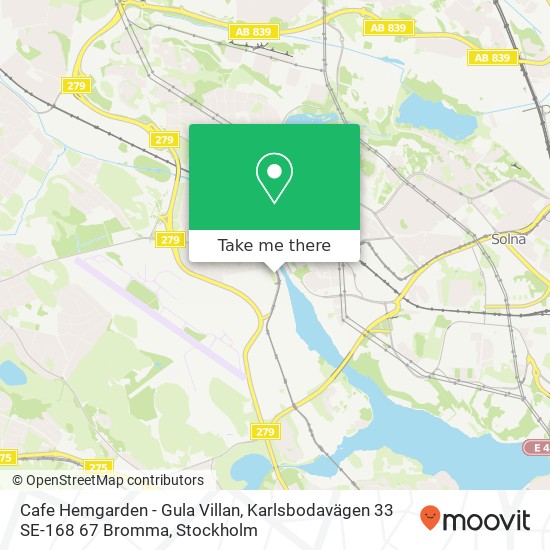 Cafe Hemgarden - Gula Villan, Karlsbodavägen 33 SE-168 67 Bromma map