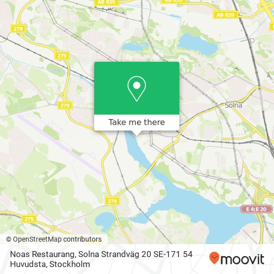 Noas Restaurang, Solna Strandväg 20 SE-171 54 Huvudsta map