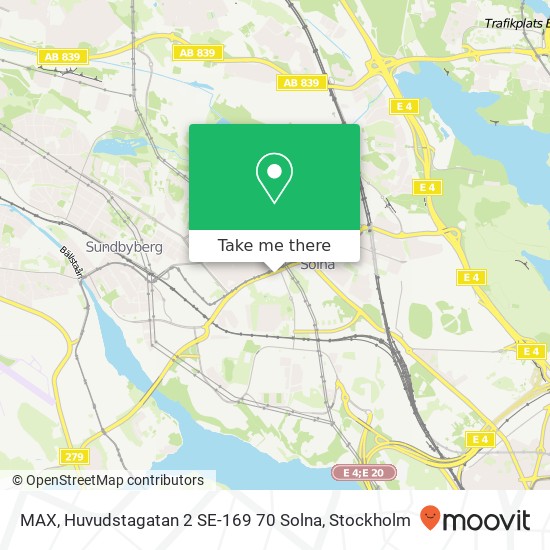 MAX, Huvudstagatan 2 SE-169 70 Solna map