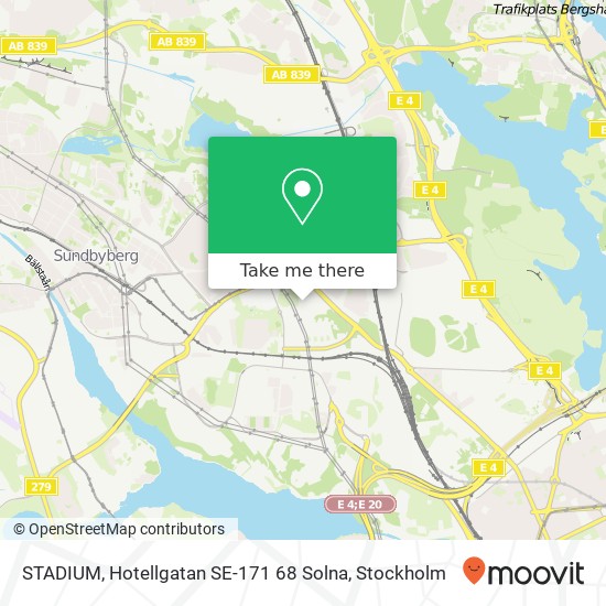 STADIUM, Hotellgatan SE-171 68 Solna map