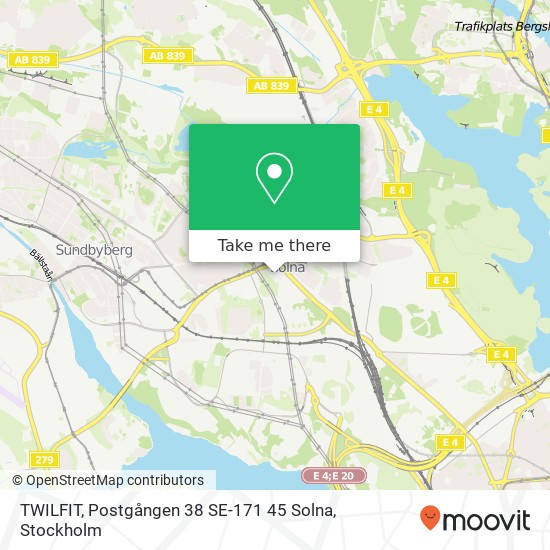 TWILFIT, Postgången 38 SE-171 45 Solna map