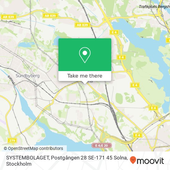 SYSTEMBOLAGET, Postgången 28 SE-171 45 Solna map