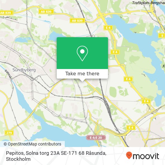 Pepitos, Solna torg 23A SE-171 68 Råsunda map