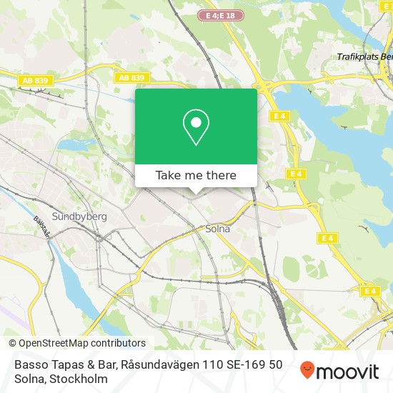 Basso Tapas & Bar, Råsundavägen 110 SE-169 50 Solna map