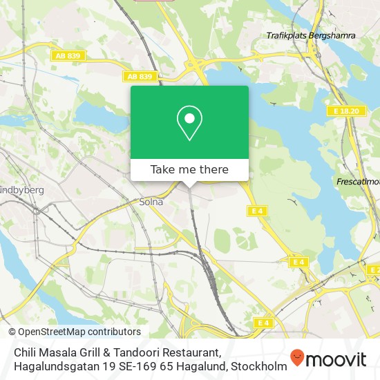 Chili Masala Grill & Tandoori Restaurant, Hagalundsgatan 19 SE-169 65 Hagalund map