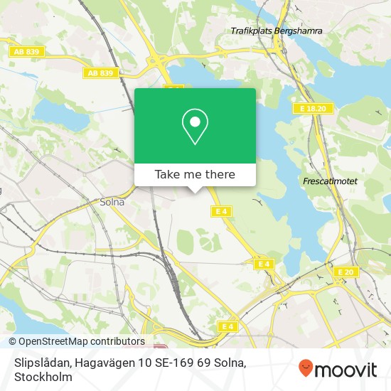 Slipslådan, Hagavägen 10 SE-169 69 Solna map