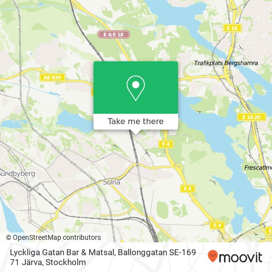 Lyckliga Gatan Bar & Matsal, Ballonggatan SE-169 71 Järva map