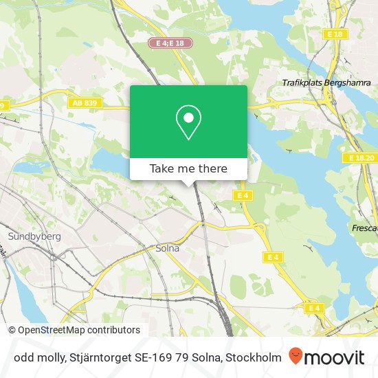 odd molly, Stjärntorget SE-169 79 Solna map