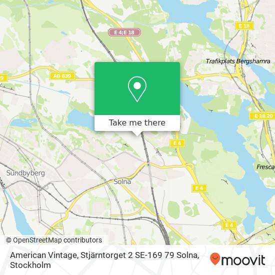 American Vintage, Stjärntorget 2 SE-169 79 Solna map