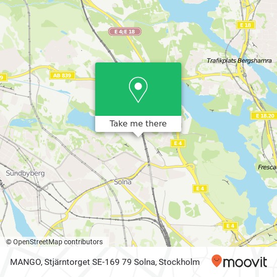MANGO, Stjärntorget SE-169 79 Solna map