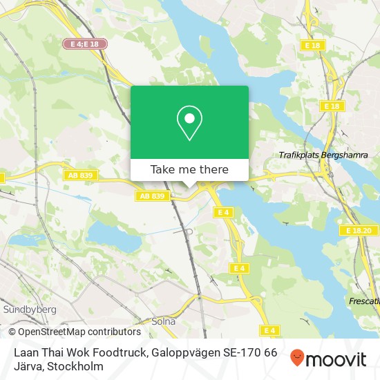 Laan Thai Wok Foodtruck, Galoppvägen SE-170 66 Järva map