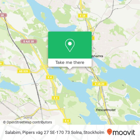 Salabim, Pipers väg 27 SE-170 73 Solna map