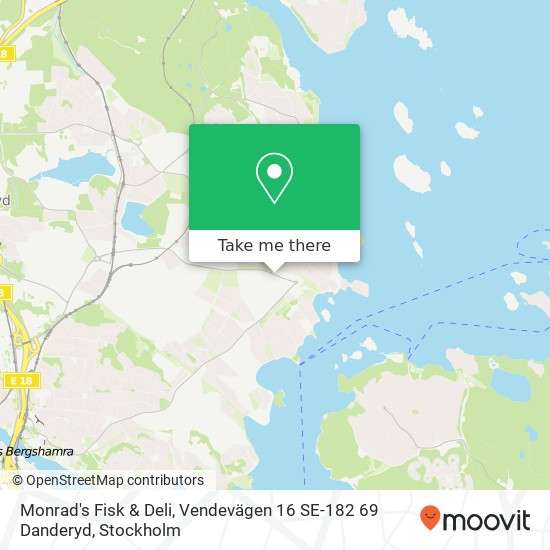 Monrad's Fisk & Deli, Vendevägen 16 SE-182 69 Danderyd map