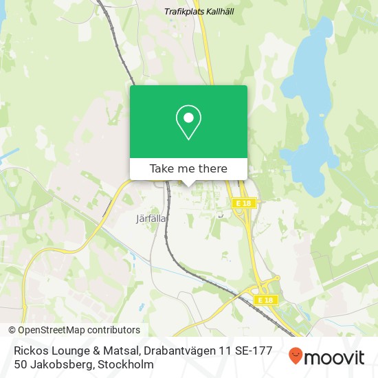 Rickos Lounge & Matsal, Drabantvägen 11 SE-177 50 Jakobsberg map