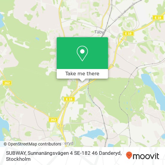 SUBWAY, Sunnanängsvägen 4 SE-182 46 Danderyd map