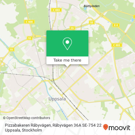 Pizzabakeren Råbyvägen, Råbyvägen 36A SE-754 22 Uppsala map