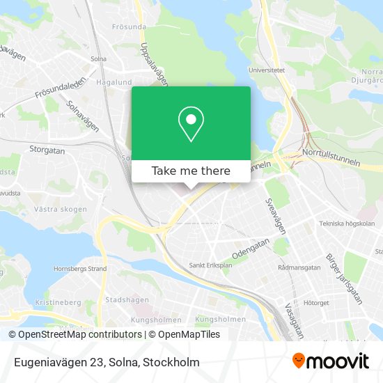 Eugeniavägen 23, Solna map