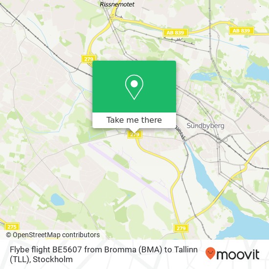 Flybe flight BE5607 from Bromma (BMA) to Tallinn (TLL) map