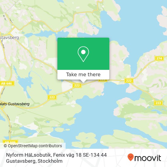 Nyform HäLsobutik, Fenix väg 18 SE-134 44 Gustavsberg map