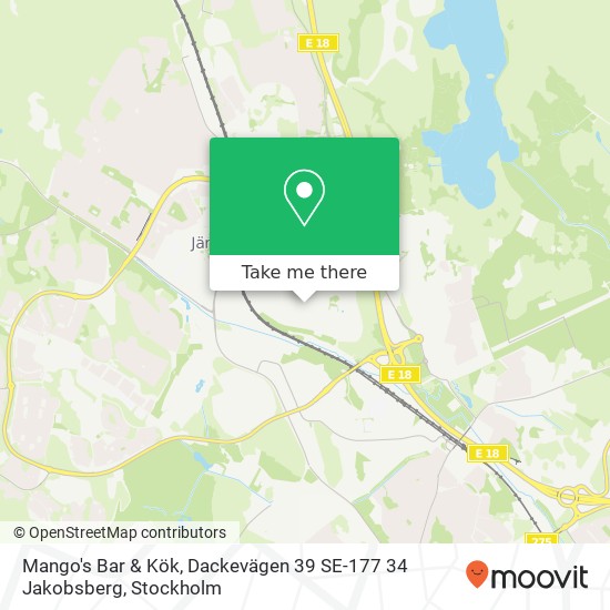 Mango's Bar & Kök, Dackevägen 39 SE-177 34 Jakobsberg map