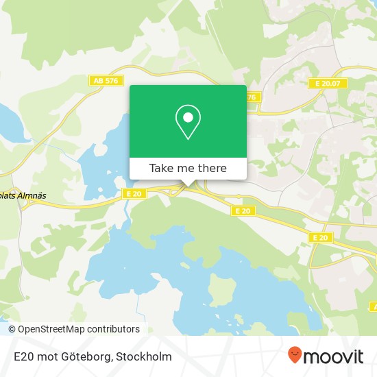 E20 mot Göteborg map