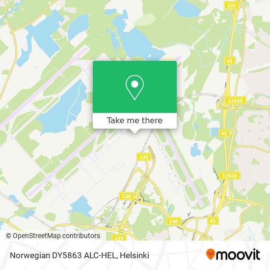 Norwegian DY5863 ALC-HEL map