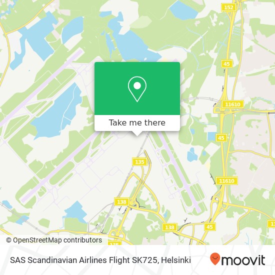 SAS Scandinavian Airlines Flight SK725 map