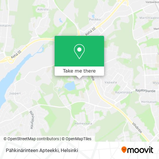 How to get to Pähkinärinteen Apteekki in Vantaa by Bus or Train?