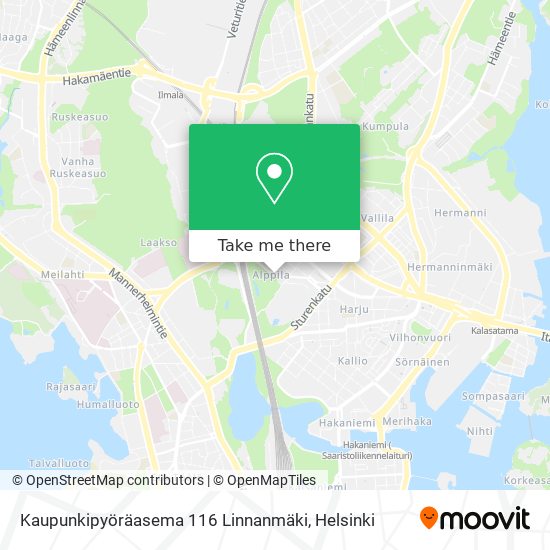Kaupunkipyöräasema 116 Linnanmäki map