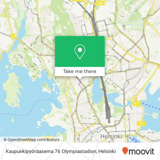 Kaupunkipyöräasema 76 Olympiastadion map