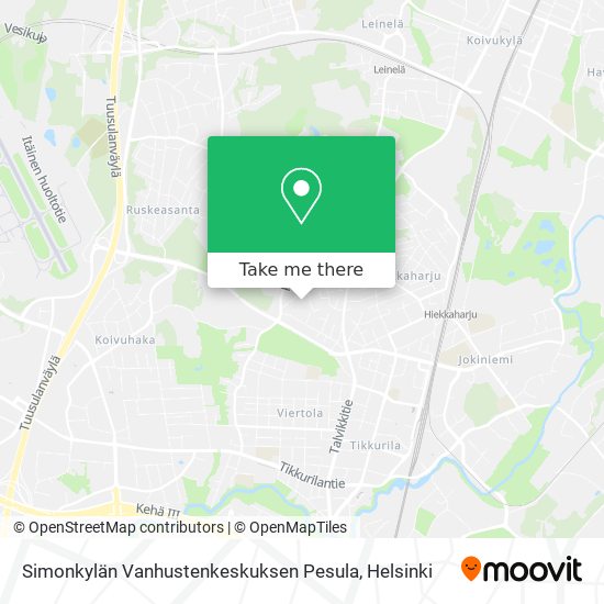 How to get to Simonkylän Vanhustenkeskuksen Pesula in Vantaa by Bus, Train  or Metro?