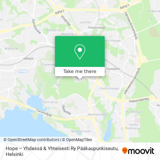 Hope – Yhdessä & Yhteisesti Ry Pääkaupunkiseutu map